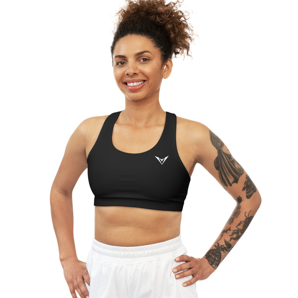 Aesthetic Pure Vibes  Back- Light Sport Bra - Black