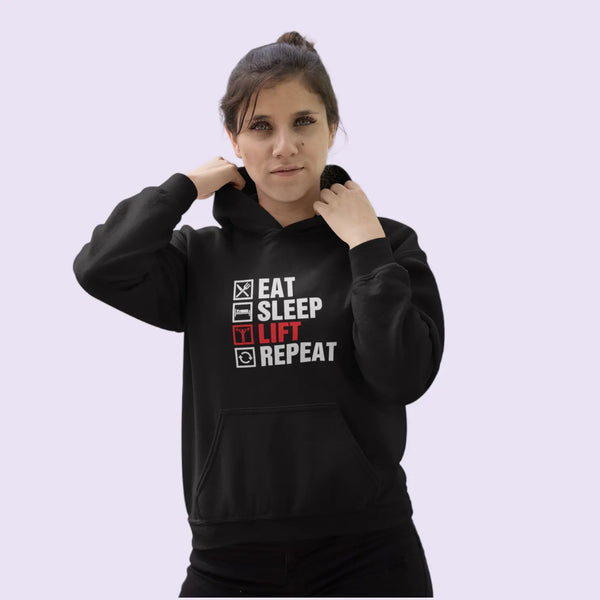 Eat, Sleep, Lift, Repeat Workout Sweat Hoodie